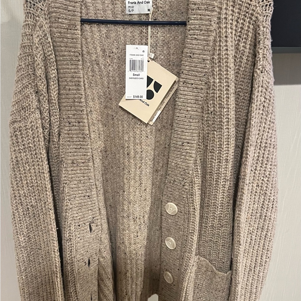Frank & Oak Taupe Cardigan Sweater